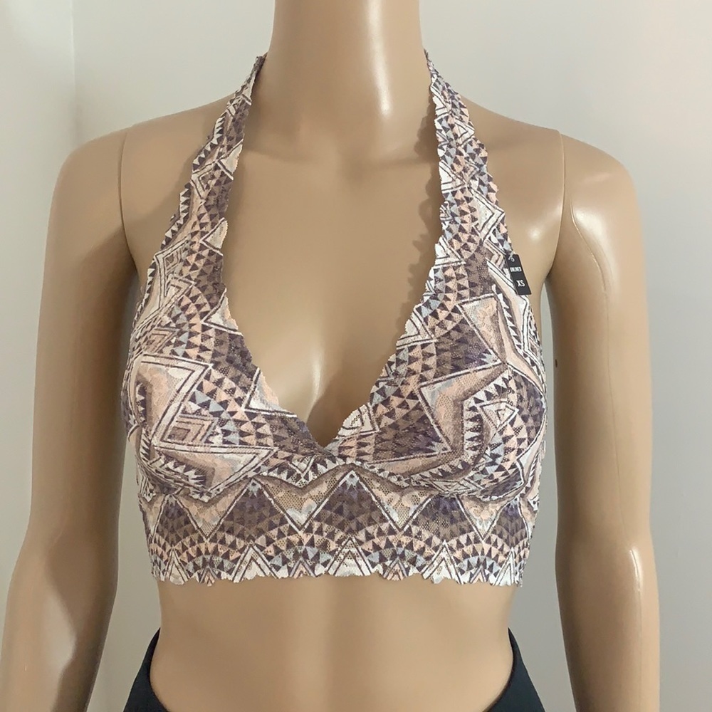 New Victoria’s Secret Pink Aztec Lace Halter Bralette Size XS